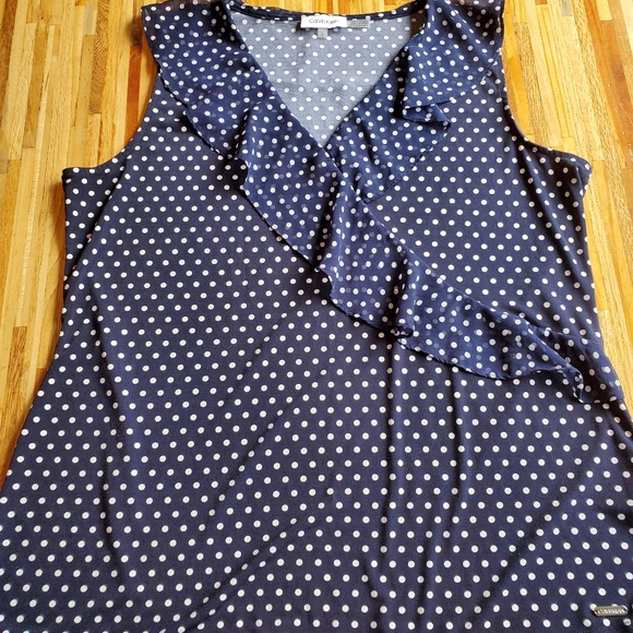Calvin Klein Navy Polka Dot Tank - Picture 1 of 8